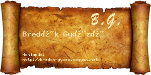 Bredák Győző névjegykártya